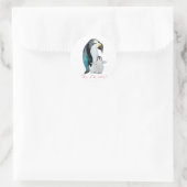 Cute waterverf keperor pinguins ronde sticker (Tas)