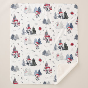 Cute Waterverf Kerstfeestdag Penguin Pattern Sherpa Deken