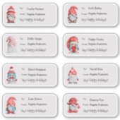 Cute Waterverf Kerstgnomen Gift Label Sticker (Voorkant)
