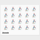Cute Waterverf Kerstmis Penguin Ronde Sticker (Vel)