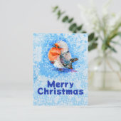 Cute Waterverf kerstRobin  Feestdagenkaart (Staand voorkant)