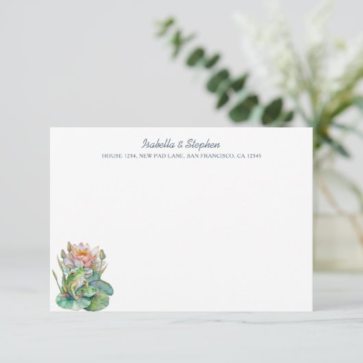 Cute Waterverf kikkers op waterlily Personalized Bedankkaart (Staand voorkant)