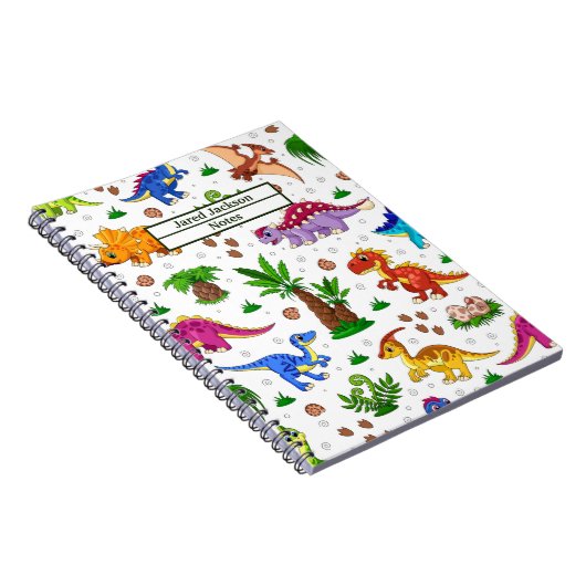 Cute Waterverf Kinderen Pattern Dinosaur Notitieboek (Rechterzijde)