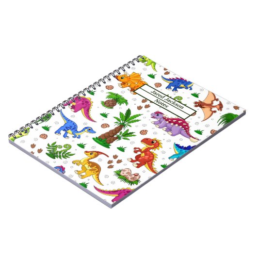 Cute Waterverf Kinderen Pattern Dinosaur Notitieboek (Linkerzijde)