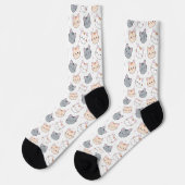 Cute Waterverf Kitten Pattern White Sokken (Links)