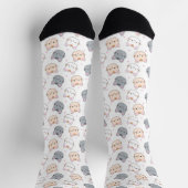 Cute Waterverf Kitten Pattern White Sokken (Top)