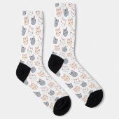 Cute Waterverf Kitten Pattern White Sokken (Rechts)