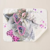 Cute Waterverf Kitten Sherpa Deken (Voorkant (horizontaal))