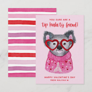 Cute Waterverf Koala Kinder Valentijn Holiday Card Notitiekaartje