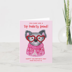 Cute Waterverf Koala Kinder Valentijnsdag Card Feestdagen Kaart