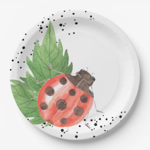 Cute Waterverf Ladybug met Polka Dots Papieren Bordje