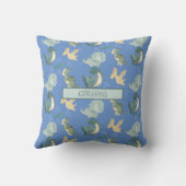 Cute Waterverf Light Blue Dinosaur Patroon Kussen (Achterkant)
