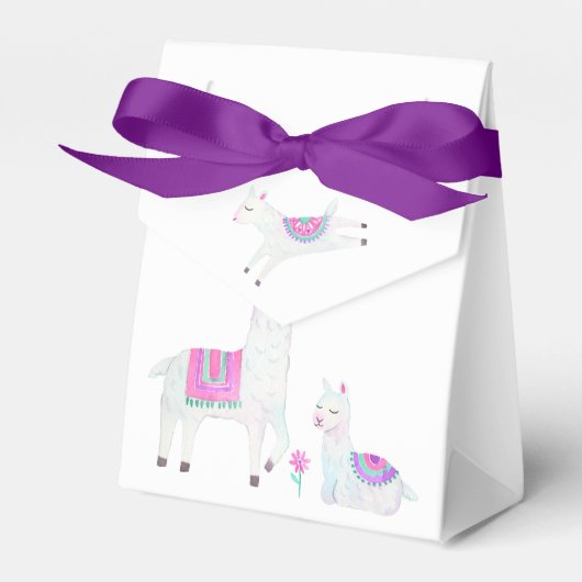 Cute Waterverf Llama met het thema Baby shower Bedankdoosjes (Voorkant Zijde)