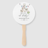 Cute Waterverf Llama met het thema Baby shower Handwaaier (Voorkant)