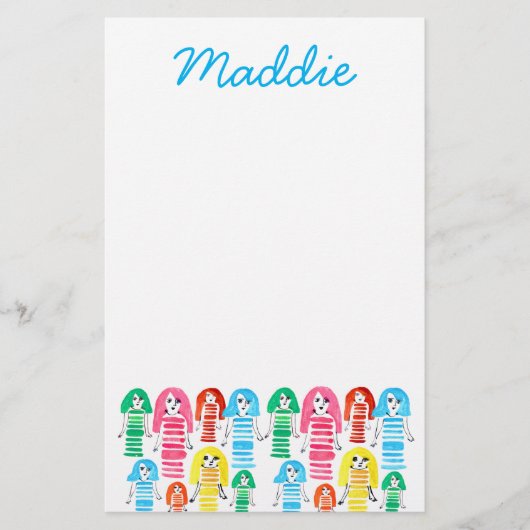 Cute waterverf meiden grappig plezier briefpapier (Voorkant)