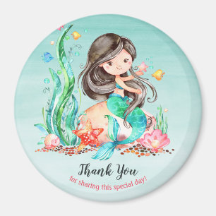 Cute Waterverf Mermaid under the Zee Baby shower  Magneet