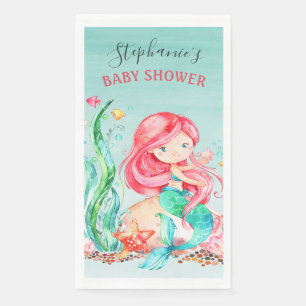 Cute Waterverf Mermaid under the Zee Baby shower Servet