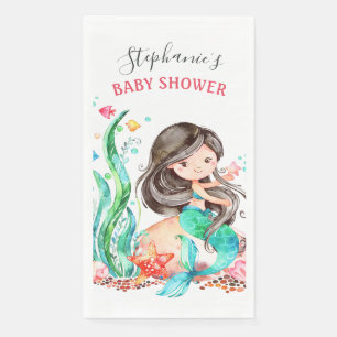 Cute Waterverf Mermaid under the Zee Baby shower Servet
