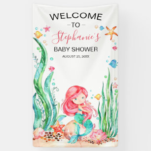 Cute Waterverf Mermaid under the Zee Baby shower Spandoek