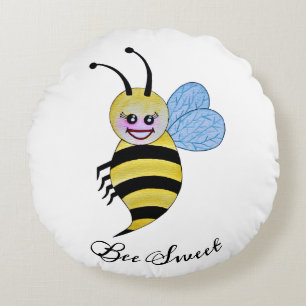Cute Waterverf met Happy Smile Rond Kussen