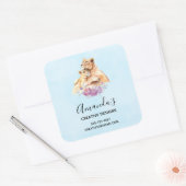 Cute Waterverf Moeder Leon & Cub Business Vierkante Sticker (Envelop)
