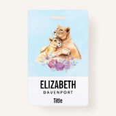 Cute Waterverf Moeder Lons & Cub Badge (Voorkant)