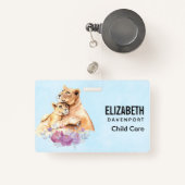 Cute Waterverf Moeder Lons & Cub Badge (Voorkant met intrekbare)