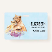 Cute Waterverf Moeder Lons & Cub Badge (Achterkant)