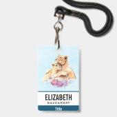 Cute Waterverf Moeder Lons & Cub Badge (Back with Lanyard)