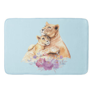 Cute Waterverf Moeder Lons & Cub Badmat