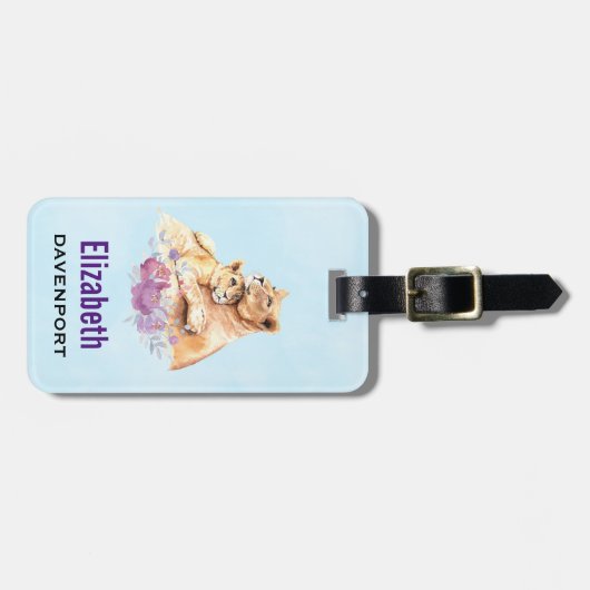 Cute Waterverf Moeder Lons & Cub Bagagelabel (Voorkant horizontaal)