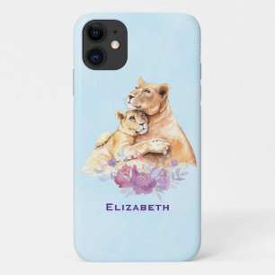 Cute Waterverf Moeder Lons & Cub iPhone 11 Hoesje