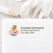 Cute Waterverf Moeder Lons & Cub Etiket (Insitu)