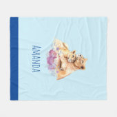 Cute Waterverf Moeder Lons & Cub Fleece Deken (Voorkant (Horizontaal))