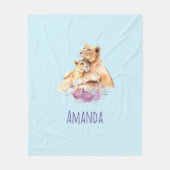 Cute Waterverf Moeder Lons & Cub Fleece Deken (Voorkant)