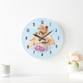 Cute Waterverf Moeder Lons & Cub Grote Klok (Huis)