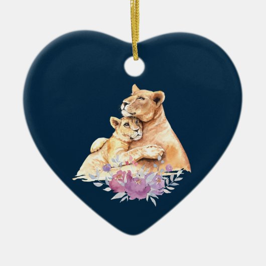 Cute Waterverf Moeder Lons & Cub Keramisch Ornament (Voorkant)
