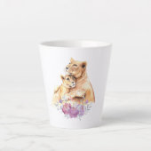 Cute Waterverf Moeder Lons & Cub Latte Mok (Voorkant)