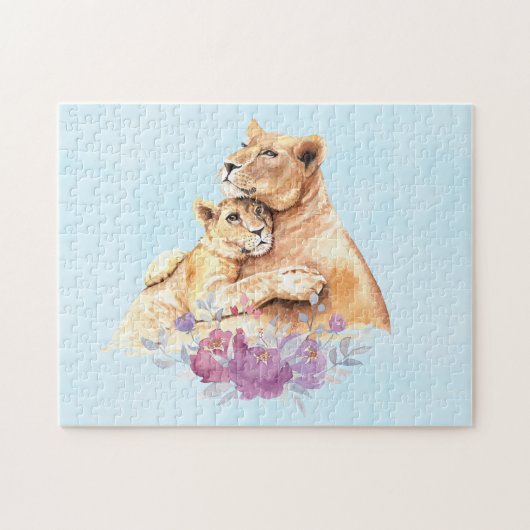 Cute Waterverf Moeder Lons & Cub Legpuzzel (Horizontaal)