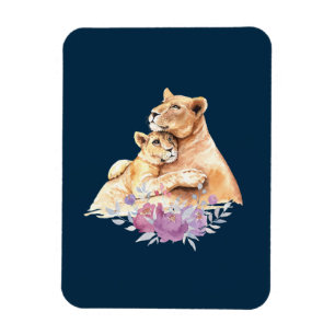 Cute Waterverf Moeder Lons & Cub Magneet