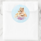 Cute Waterverf Moeder Lons & Cub Ronde Sticker (Tas)