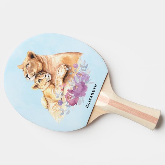 Cute Waterverf Moeder Lons & Cub Tafeltennisbatje (Zijkant)