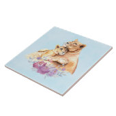 Cute Waterverf Moeder Lons & Cub Tegeltje (Zijkant)