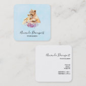 Cute Waterverf Moeder Lons & Cub Vierkante Visitekaartje (Voorkant / Achterkant)