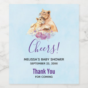 Cute Waterverf Moeder Lons en Baby shower Kutten Wijn Etiket