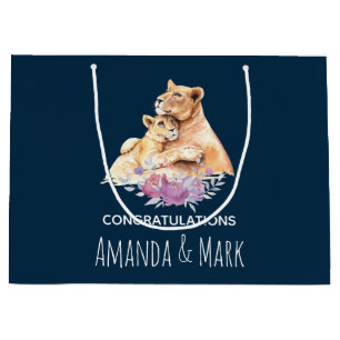 Cute Waterverf moeder loon & Cub gefeliciteerd Groot Cadeauzakje