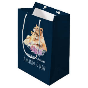 Cute Waterverf moeder loon & Cub gefeliciteerd Medium Cadeauzakje