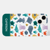 Cute Waterverf Ocean Animals Patroon Case-Mate iPhone Case (Achterkant (horizontaal))