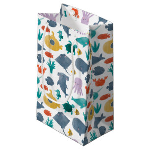 Cute Waterverf Ocean Animals Patroon Klein Cadeauzakje