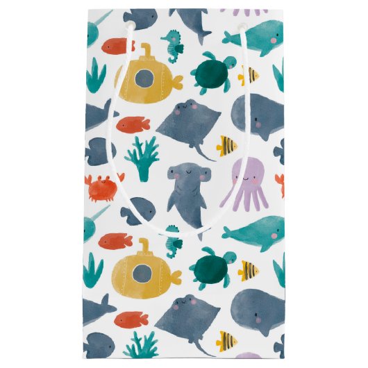 Cute Waterverf Ocean Animals Patroon Klein Cadeauzakje (Voorkant)